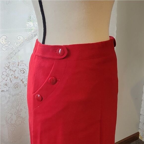 BEAUTIFUL VINTAGE J. CREW LINED RED WOOL/CASHMERE BLEND SKIRT SIZE 12 - Picture 1 of 10